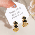 Exquisite Sweet Cutout Fritillary Plate Clover Flower Niche Earrings - N MegaBDM