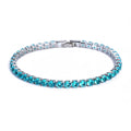 Women's Copper Micro Inlaid Zircon High-grade Light Luxury Simple Tennis Bracelets - 4.0 Platinum Ocean Blue-17cm MegaBDM