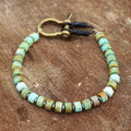 Women's & Men's Turquoise Retro Vachette Clasp Bohemian Niche Bracelet - Green Opal MegaBDM