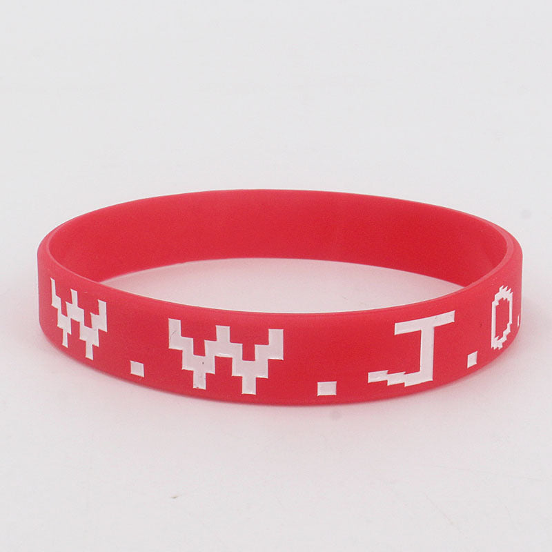 Women's & Men's Sports Style Silicone Concave Color Filling Adult Rubber Wrist Bracelet - Red WWJD Bracelet / Silicone MegaBDM