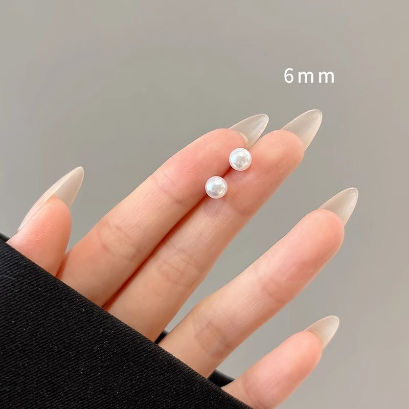 Women's Alloy Night Market Stall Temperament Imitation Pearl 2 Earrings - 1# Pearl Stud Earrings-6mm MegaBDM