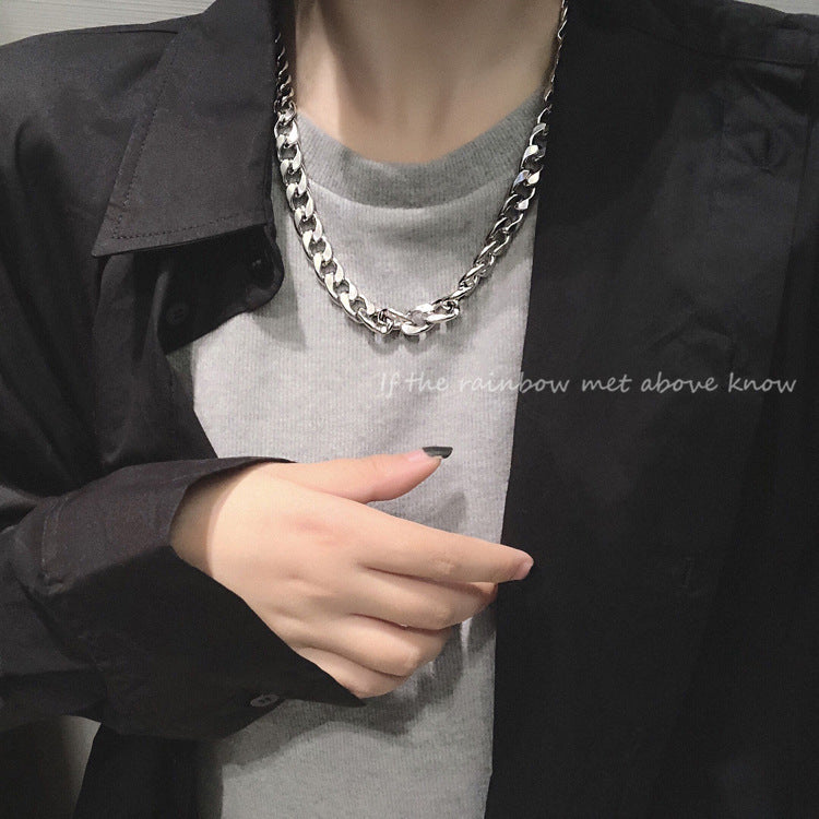 Women's & Men's Titanium Steel Thick Chain Hip Hop Disco Cuban For Trendy Necklace - A-0219--45CM MegaBDM