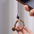 Women's & Men's Natural Green Sandalwood Old Materials Beads Crafts Hand Toy Bracelet - Lotus Seedpod 6mm Mobile Phone Charm MegaBDM