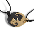 Steel Black White Cat Couple Creative Necklaces - Black Gold Dog round Pair of Black Lines MegaBDM