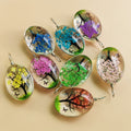 Tree Preserved Fresh Flower Artificial Crystal Oval Starry Sky Plant Necklace MegaBDM