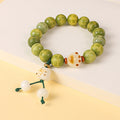 Bodhi Candy Color Single Circle Pliable Temperament High Throw Three Bracelets - Green Six Words Proverbs-Lucky Cat Style MegaBDM