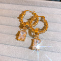Women's Needle Inlaid Zircon Leaves Tassel Personalized Design Earrings - 6# Ear Clip-Gold MegaBDM