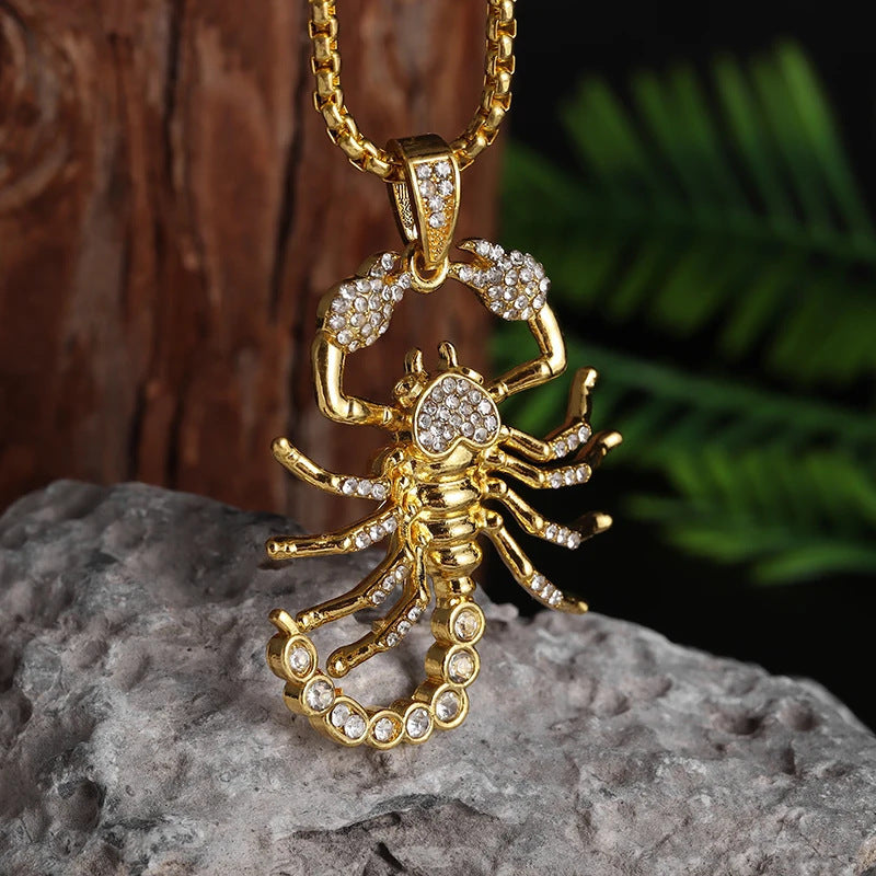 Cool Elegant Unique Alloy Kneeling Cute Pendants - Diamond-Encrusted Scorpion – Gold [Pendant Necklace] MegaBDM