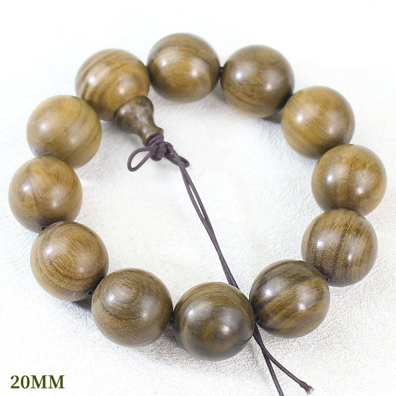 Women's & Men's Sandalwood Submerged Old Materials Beads Chinese Bracelet - [Auspicious Style] 20MM 12 Pieces MegaBDM