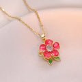 Female Minority Fashion Design Rotating Bauhinia Zircon Flower Necklace - X1409 MegaBDM