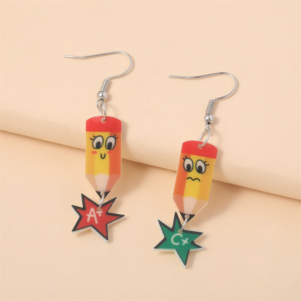 Environmentally Friendly Acrylic Personalized School Opening Paper Plane Books Earrings - sku7407 MegaBDM