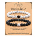 Couple Pair Suit Black White Beaded Bracelets - Pinky Stainless Steel Accessories with Card MegaBDM