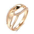 Gold Trendy Personality Twisted Glossy Inlaid Rings - Z0548 Rose Gold / No. 6 MegaBDM