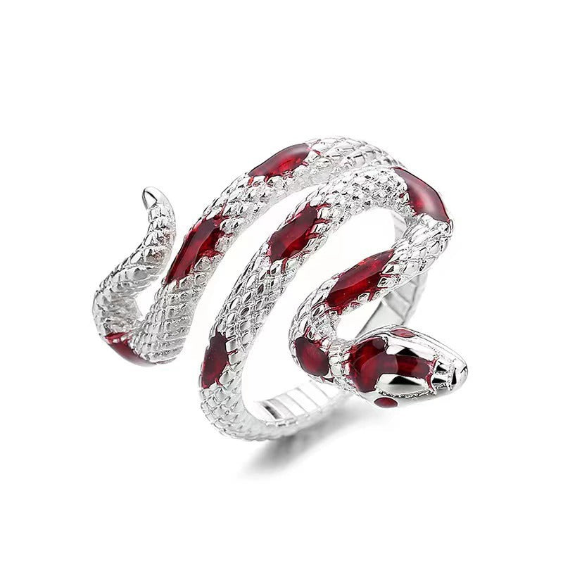Women's & Men's Niche Snake-shaped Cold Light Luxury Open Unisex Style Personality Bracelets - Red Snake Ring MegaBDM