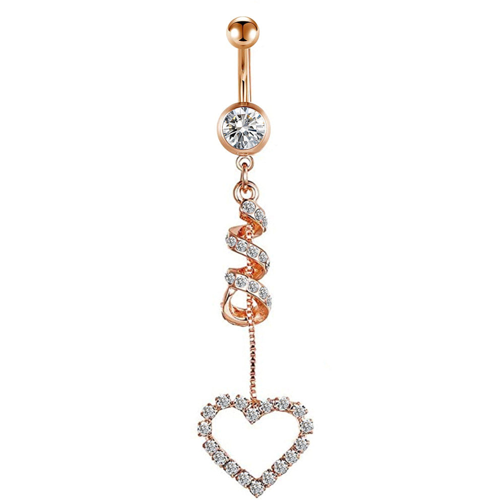 Mix Match Zircon Navel Suit Human Body Rings - Rose Gold Heart Shape MegaBDM