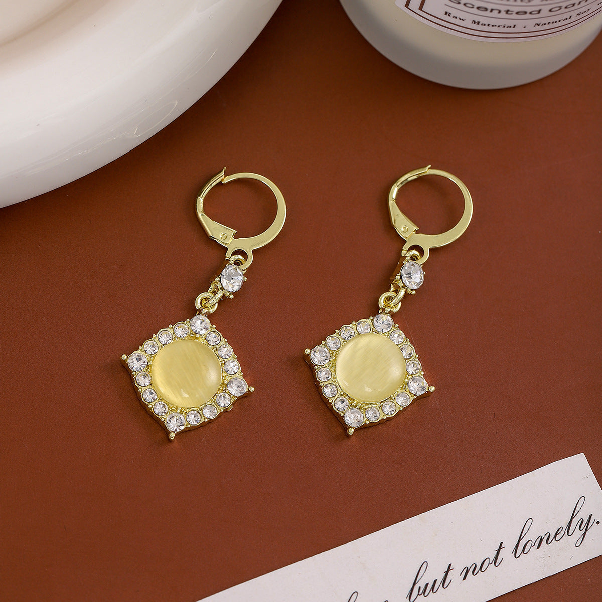 Opal Graceful Geometric Diamond Water Drop Earrings - E3674 MegaBDM