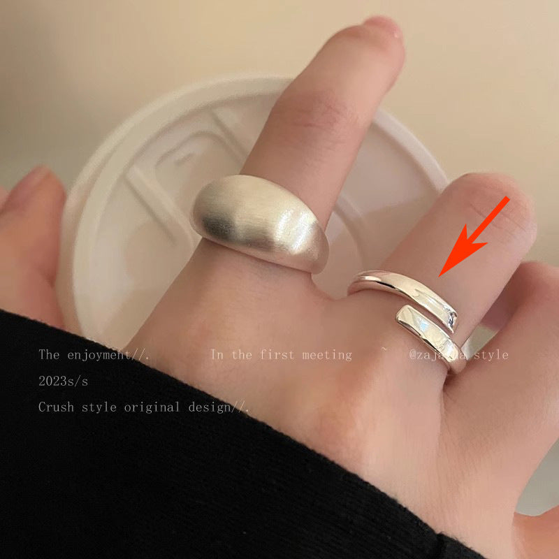 Pearl Zircon Butterfly Female Niche High-grade Light Luxury Couple Temperament Ring - J954 Thick Silver B / One Size MegaBDM