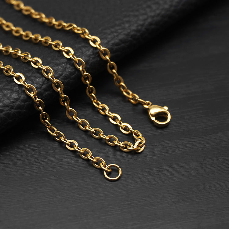 O-shaped Hammer Cross Chain Single Couple Necklaces - Gold / 0.4 (Width 1.6mm and Length 45M) MegaBDM