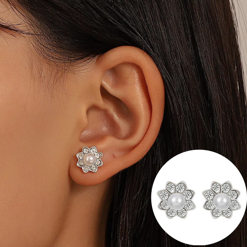 Women's Pearl For French Entry Lux Butterfly Earrings - Bright Silver X818 MegaBDM