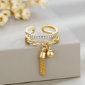 Style Yarn Ball Tassel Open Female Minority Simple Ring - Yellow Gold / Adjustable Opening MegaBDM