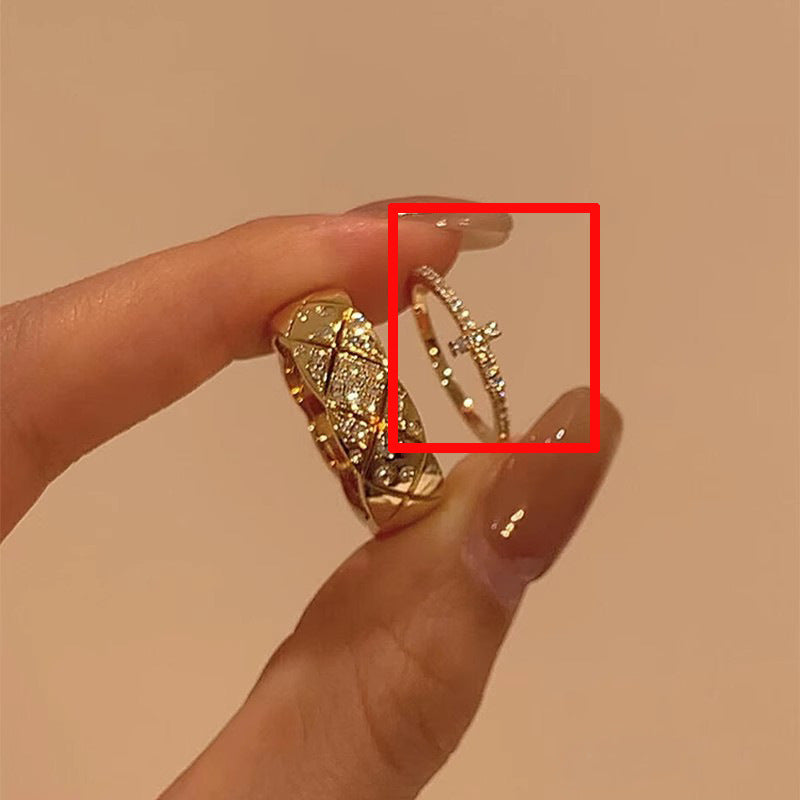 Wide Classic Style Light Luxury Temperament Full Ring - Cross Ring Gold MegaBDM
