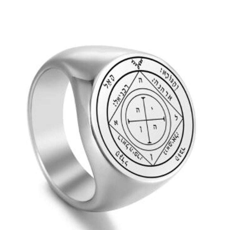 Steel Solomon Seal Jupiter Mars Mercury Moon Ring - 5 / No. 10 MegaBDM