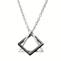 Men's Square Combination Titanium Steel Hip Hop Pendants - Silver Black B Style Cross Chain MegaBDM