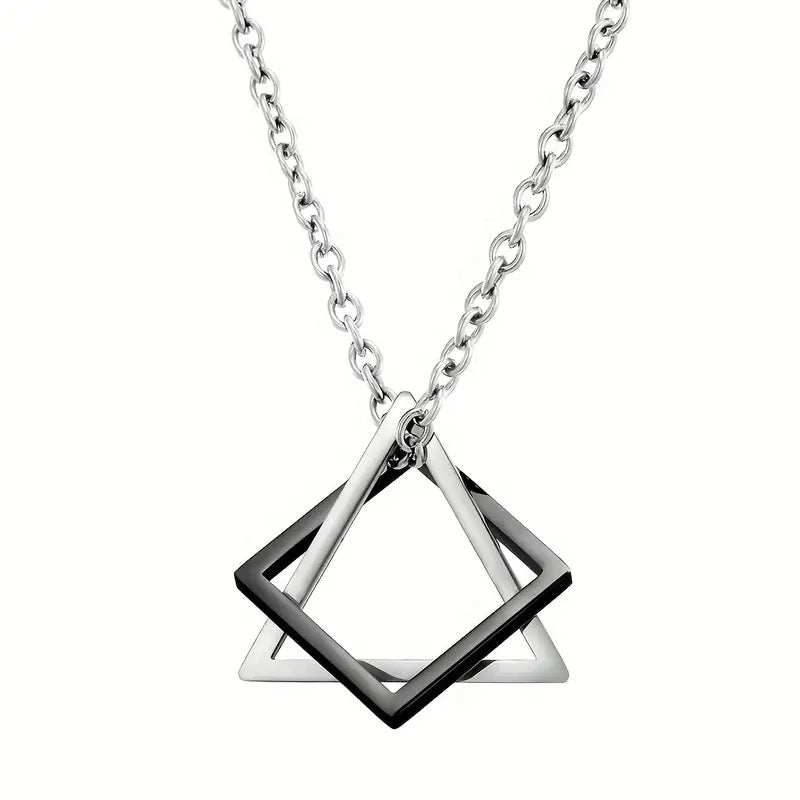 Men's Square Combination Titanium Steel Hip Hop Pendants - Silver Black B Style Cross Chain MegaBDM