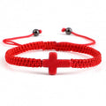 Lucky Red Rope Handmade Cross Woven Bracelets - Red Flat Knot Woven Cross MegaBDM