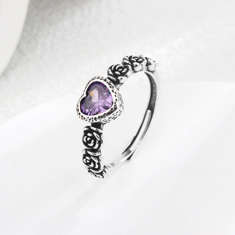 Korean Style Vintage Little Fresh Sweet Rings - Purple J02438 Retro Color / Adjustable Opening MegaBDM