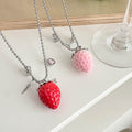 Crystal Tassel Simple Elegant Sweater Chain Necklace - Red Strawberry Crystal Asterism