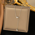 Women's Gold Plated Long Fringe Bead Necklaces - [Qyh300] Doudou Square Plate Necklace Steel Color MegaBDM
