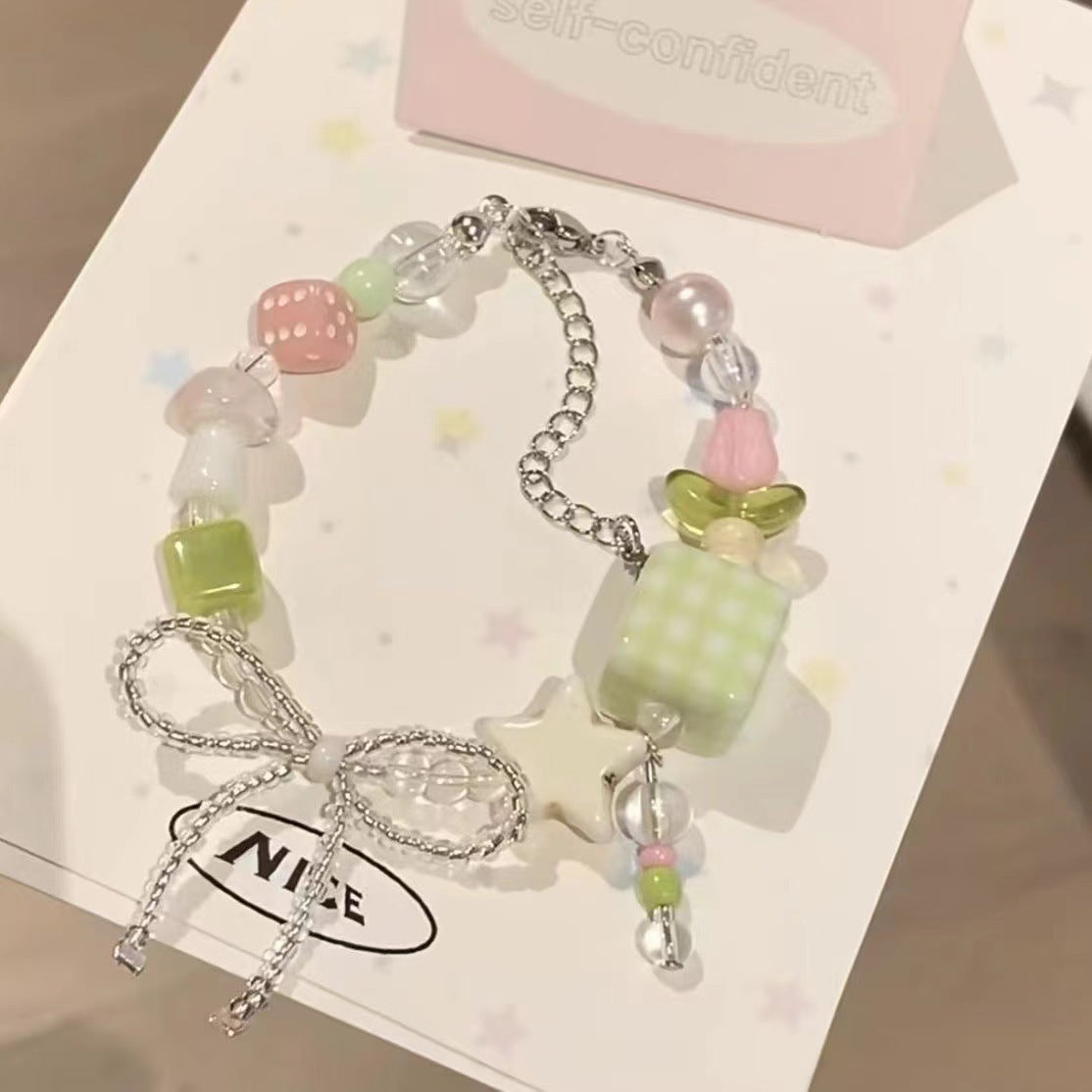Apple Paradise Colorful Beaded Summer Bohemian Clavicle Chain Necklaces - Green Bracelet MegaBDM