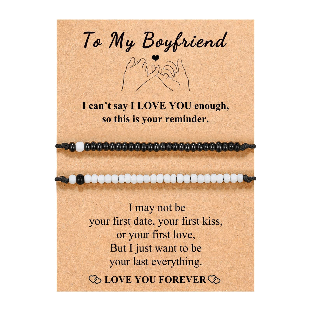 Moss Password Black And White Beaded Bracelets - Black and White Beads Suit Boyfriend Card MegaBDM