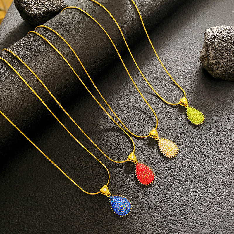 Women's Full Zirconium Drop Fashion Temperament Entry Lux Style Necklaces MegaBDM