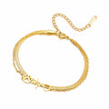 Women's Heart Cat's Paw Charm Stainless Steel Wax Bracelet - Snake Chain Combination Chain-Gold MegaBDM