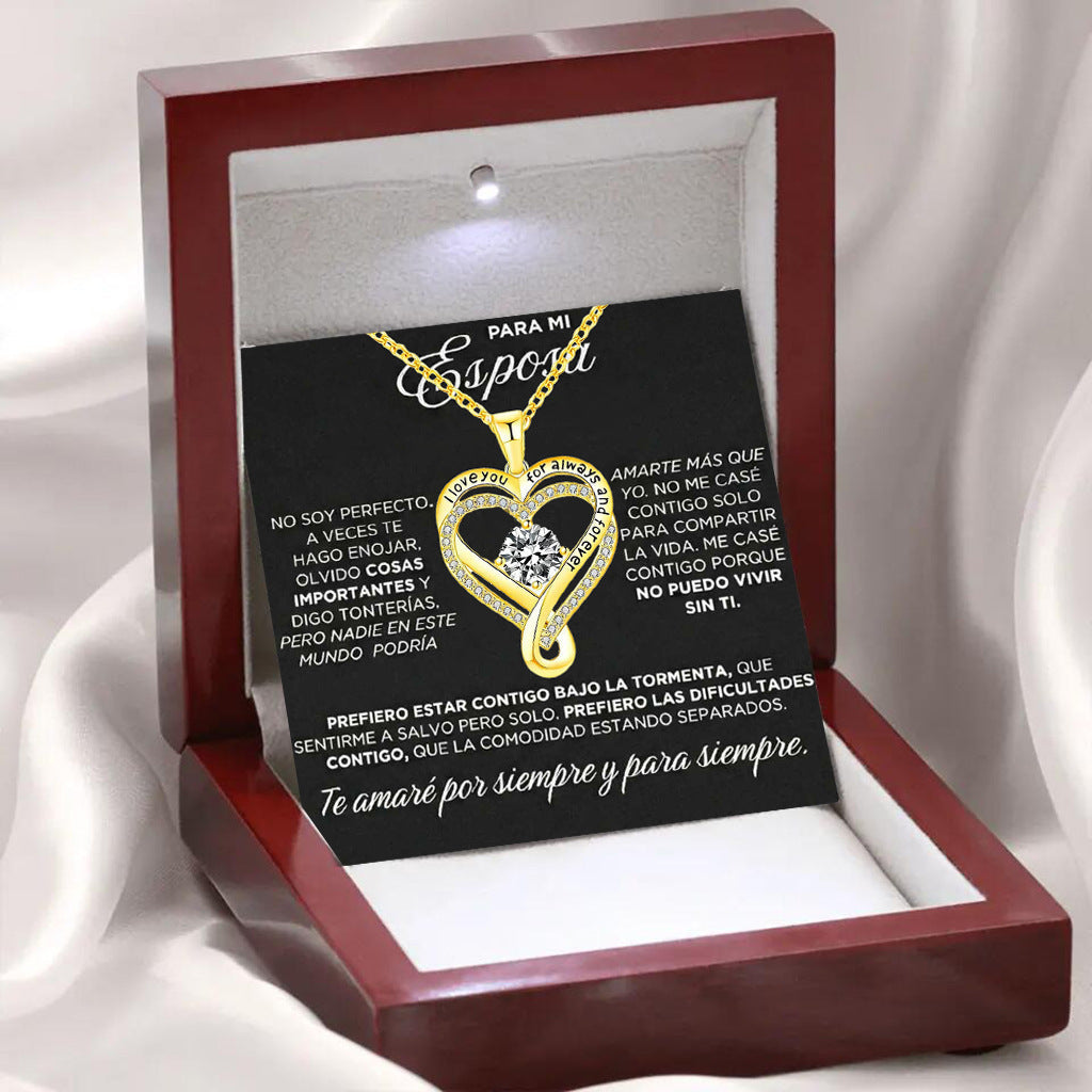 Heart Of Eternity Double Layers Loving Female Micro Inlaid Zircon Necklace - Necklace (Gold) Card Light Box MegaBDM