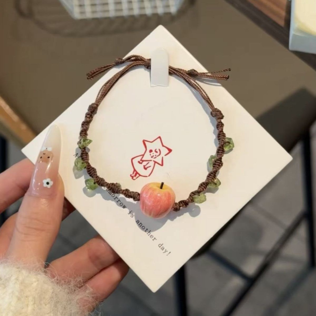 Woven Hand-knitted Rope Sweet Niche Finished Girlfriends Adjustable Carrying Bracelet - Complete Apple Carrying Strap [Coffee-Color] MegaBDM