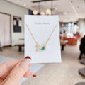 Women's Fashion Trendy Mori Style Titanium Steel Necklace - 719342 Gold Blue Zirconium MegaBDM