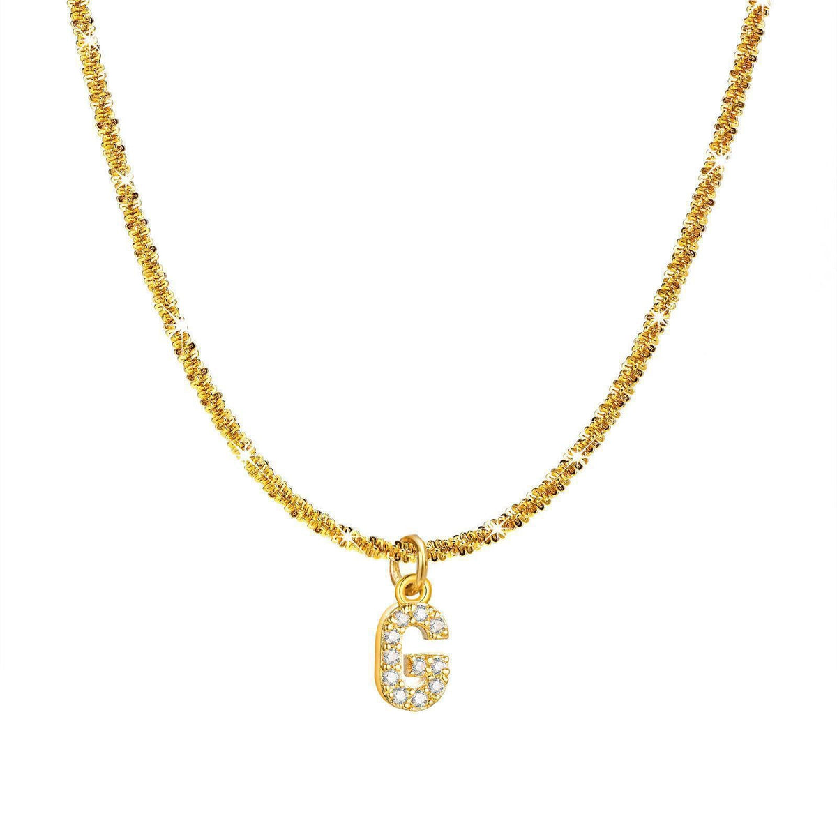 Steel Sparkling Female Inlaid Zirconium English Letters Clavicle Chain High Necklace - G MegaBDM