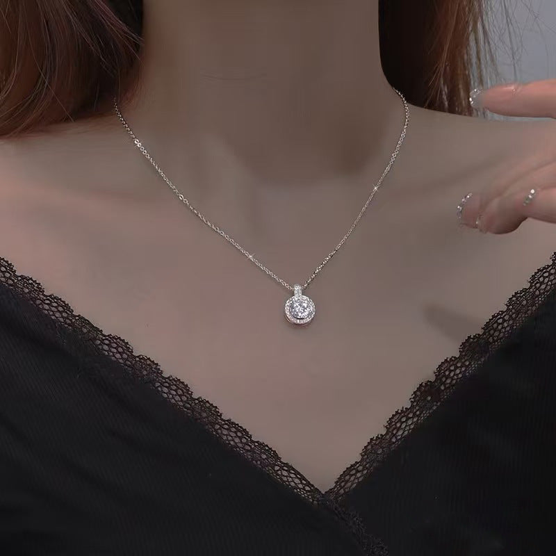 Ocean Heart Female With Hearts Clavicle Chain Necklace - round Diamond Necklace MegaBDM
