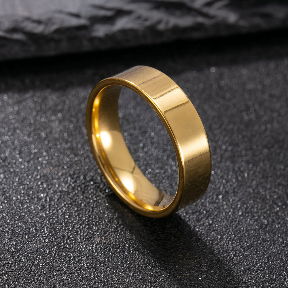 Simple Inner Ball Outer Flat Surface Couple Ring - 6mm Gold / No. 9 MegaBDM