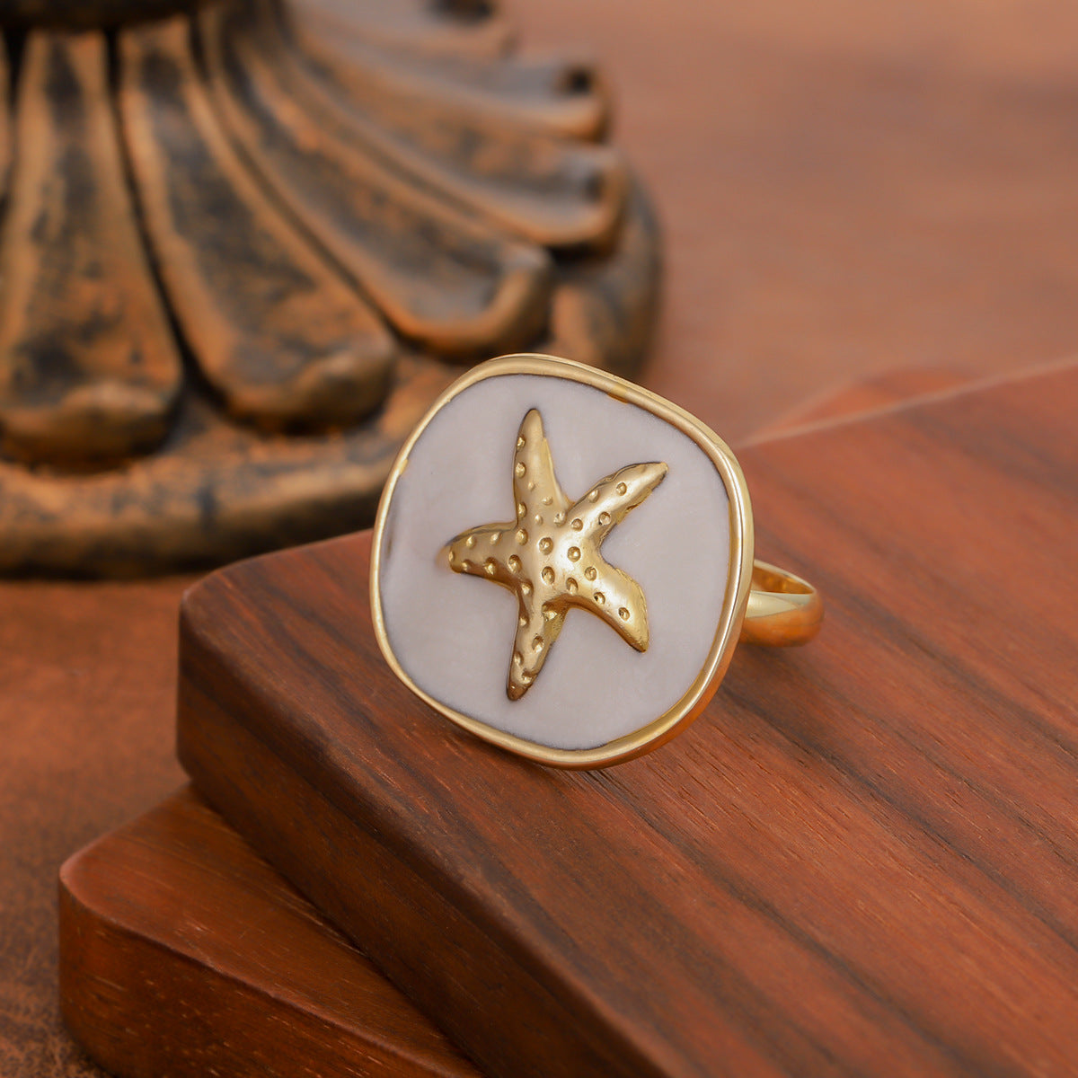 Stainless Steel Enamel Drop Oil Elegant High Sense Design Rings - J1661-C [Gold] MegaBDM