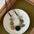 Clavicle Chain Temperament Trend Retro Easy Necklaces - 77# Necklace-Coffee Color-Green-Yellow MegaBDM