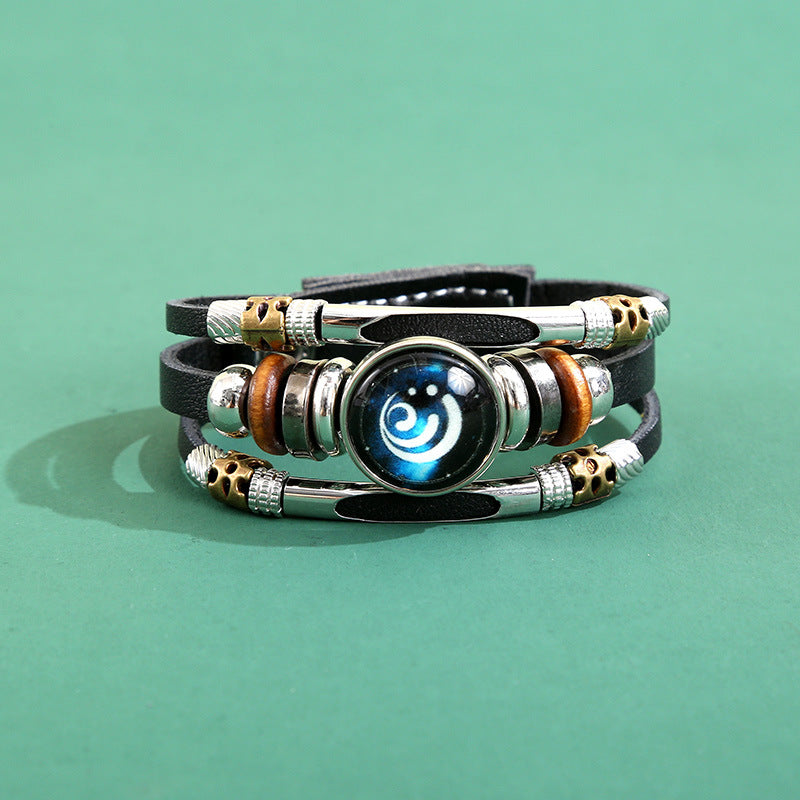 Men's Korean Element Luminous Fashion Alloy Snap Button Bracelet - Luminous Water-Type B MegaBDM