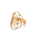 Women's Adjustable Stainless Steel Sacred Geometric For Charm Rings - Golden Hollow Seven Circle Flower MegaBDM