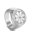 Steel Solomon Seal Jupiter Mars Mercury Moon Ring - 15 / No. 9 MegaBDM