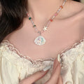 Women's Color Shell Starfish Beaded For Beach Vacation Niche Design Sweet Necklace - White Shell Necklace MegaBDM