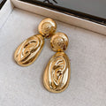 Women's Needle Round Curved Geometric Ear Retro Personalized Temperamental Light Luxury Earrings - 41# Silver Needle-Gold MegaBDM