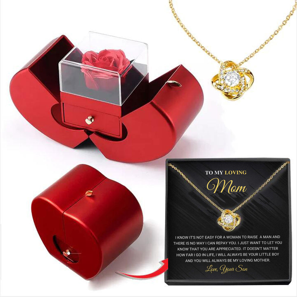 Box High-grade Four-leaf Clover Female Apple Necklace - Necklace (Gold) C Card Piece Apple Box MegaBDM